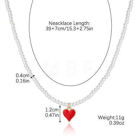 CCB Plastic Heart Pendant Necklaces with Alloy Clasps for Women FS-WGB3FE7-06-1