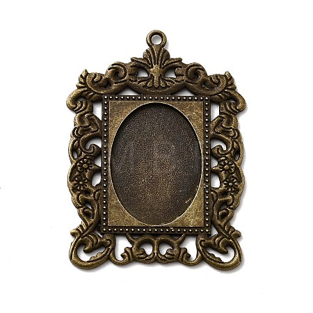 Rectangle Tibetan Style Alloy Big Pendant Cabochon Settings PALLOY-K109-77AB-NR-1
