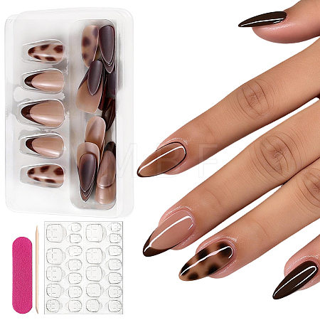 Leopard Print Plastic Full Cover Press On False Nails MRMJ-WH20008-24-1