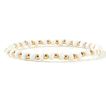 Plastic & Brass Beaded Stretch Bracelet for Women JP1152-1-1