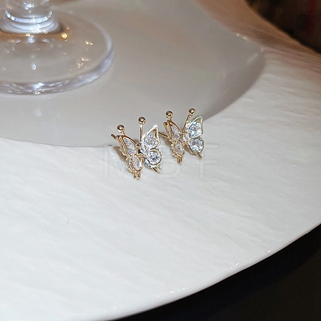 Rhinestone Butterfly Stud Earrings ANIM-PW0001-045D-1