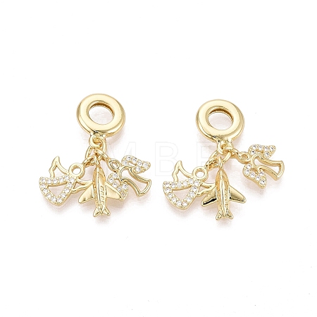 Brass Micro Pave Clear Cubic Zirconia European Dangle Charms KK-N287-33F-G-1