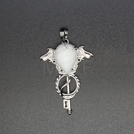 Natural Howlite Teardrop Pendants PW-WG60016-19-1