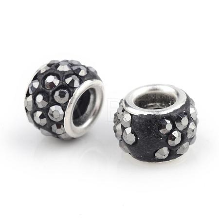 Polymer Clay Rhinestone European Beads CPDL-T001-09-1