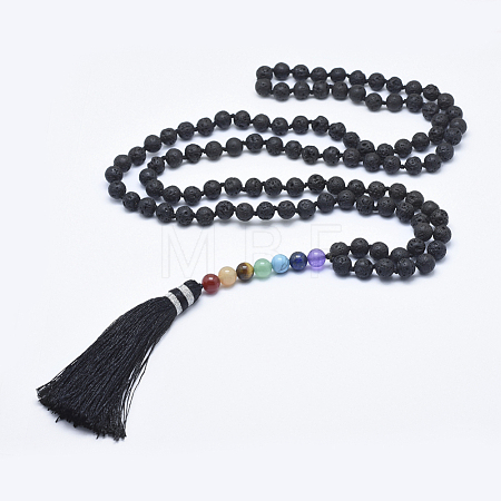 Nylon Tassel Pendant Necklace NJEW-E471-01C-1