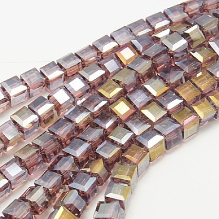 Electroplate Glass Beads Strands EGLA-D018-6x6mm-81-1