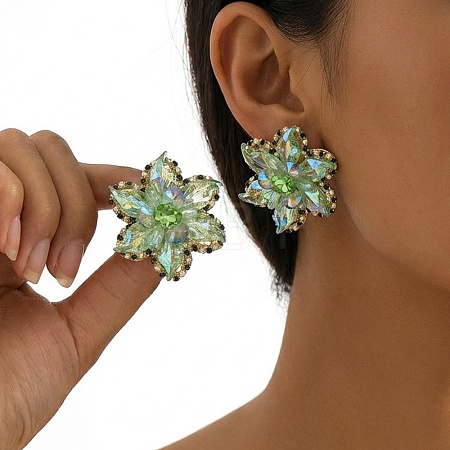 Alloy Rhinestone Stud Earrings for Women WGAC7EE-01-1
