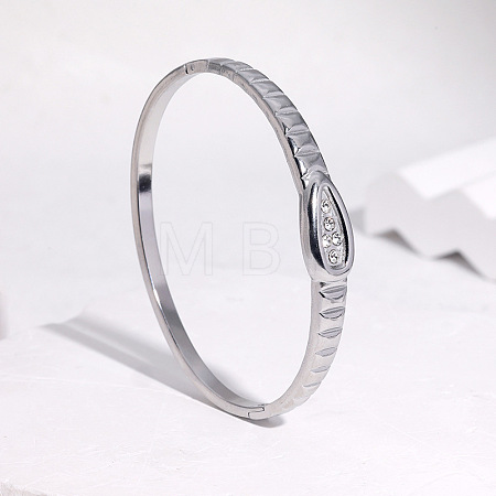 304 Stainless Steel Rhinestone Hinged Bangles for Women FS-WGE0196-01-1