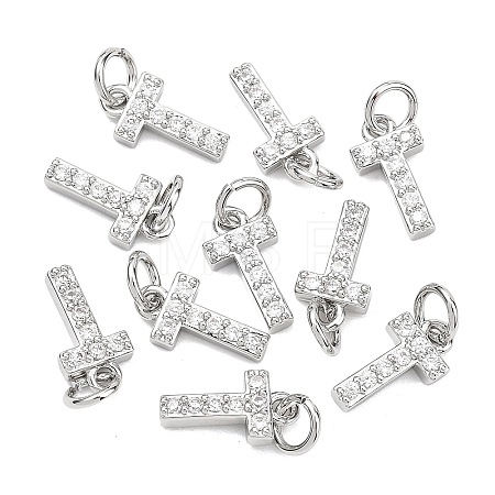 SHEGRACE Brass Micro Pave Clear Cubic Zirconia Pendants XGRQ29361-394P-T-1