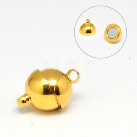 304 Stainless Steel Magnetic Clasps with Loops X-STAS-K006-12mm-04B-1