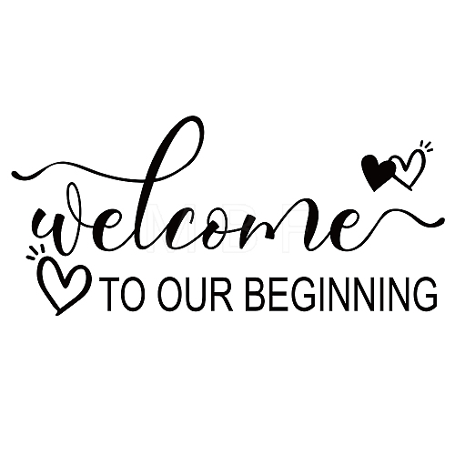 Rectangle with Word Welcome TO OUR BEGINING PVC Wall Stickers DIY-WH0228-176-1
