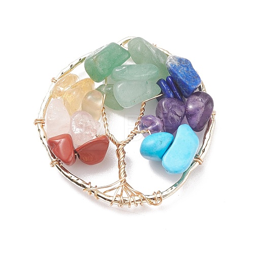 Alloy Gemstone Chip Pendants PALLOY-JF01448-01-1