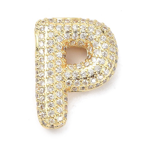 Rack Plating Brass Micro Pave Cubic Zirconia Pendants KK-Q790-01P-G-1