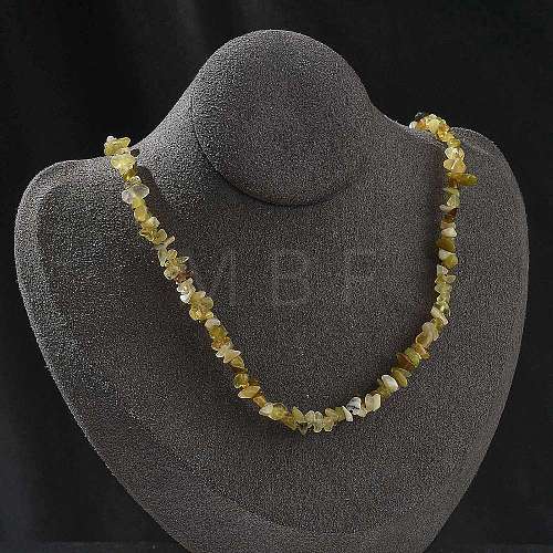 Natural Yellow Opal Chip Beaded Necklaces for Men Women NJEW-G159-01B-1