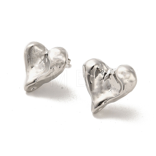 Heart Rack Plating Brass Stud Earrings EJEW-M240-05P-1