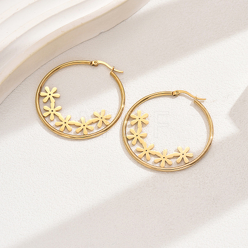 Stainless Steel Geometric Retro Casual Hoop Earrings for Women EP5008-4-1