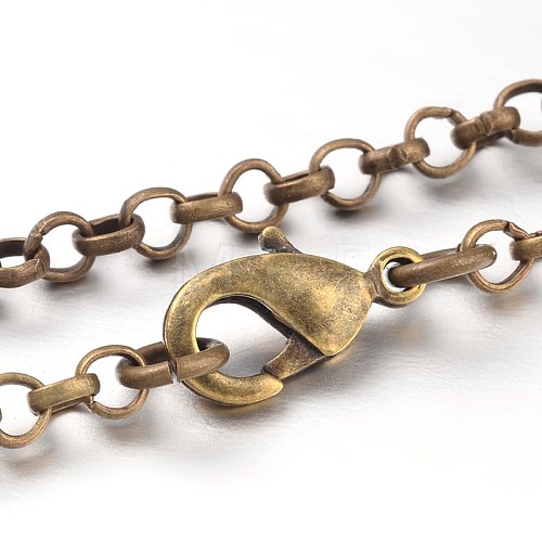 Iron Cross Chain Rolo Chain Necklace Making X-NJEW-JN01384-04-1