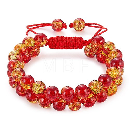 Sparkling Round Glass Braided Bead Bracelet BJEW-SW00082-18-1