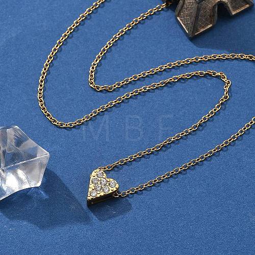 304 Stainless Steel Crystal Rhinestone Pendant Cable Chain Necklaces for Women NJEW-C062-01A-G-1