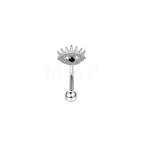 Eye 304 Stainless Steel Cubic Zirconia Eyebrow Barbell Rings WGF5FAC-08-1