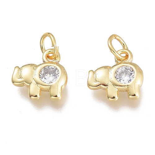 Brass Micro Pave Clear Cubic Zirconia Charms KK-M206-39G-1