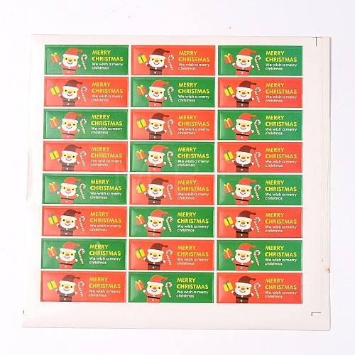 Rectangle with Santa Claus Pattern DIY Label Paster Picture Stickers for Christmas AJEW-L053-08-1