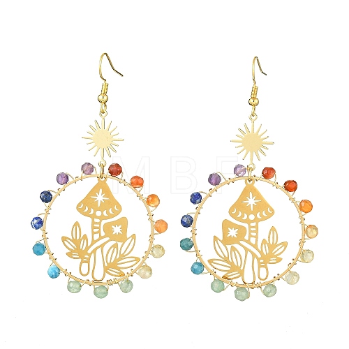 Chakra Theme Natural Mixed Gemstone Beaded Dangle Earrings EJEW-TA00385-1