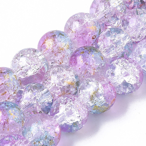 Transparent Spray Painted Crackle Glass Bead Strands GLAA-N035-03D-A05-1