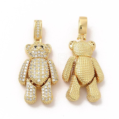 Rack Plating Brass Micro Pave Cubic Zirconia Pendants KK-G456-08G-1