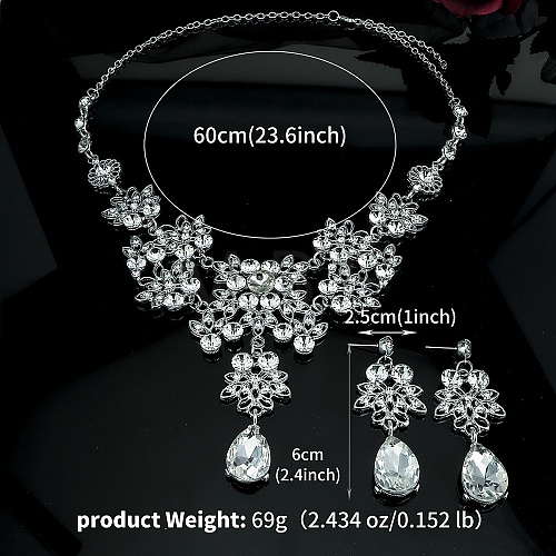 Alloy & Rhinestone Studs Earrings & Necklaces Set PW-WG1364A-06-1