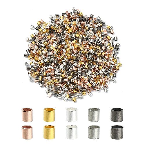 1000Pcs 5 Color Brass Crimp Beads KK-YW0002-19-1