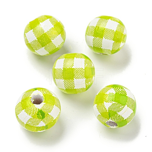 Printed Wood European Beads WOOD-G022-13M-1