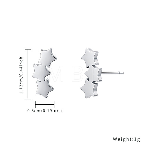 Stainless Steel Star Stud Earrings for Women JV5083-1