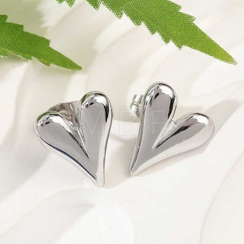 Non-Tarnish 304 Stainless Steel Heart Stud Earrings for Women EJEW-F300-09P-1