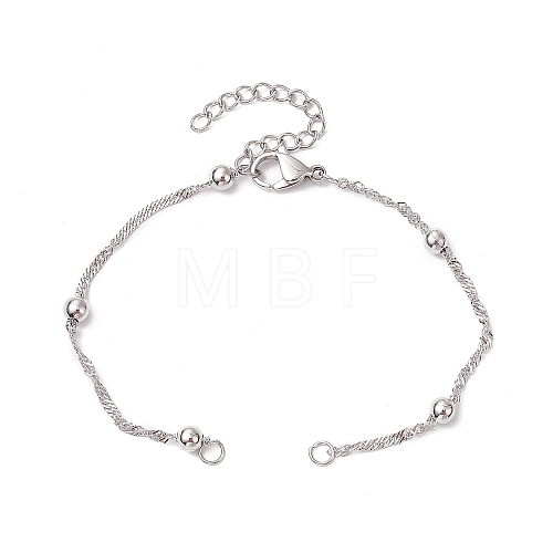 304 Stainless Steel Singapore Chain Bracelets Making AJEW-JB01307-02-1