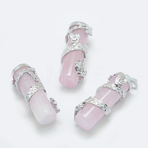 Natural Rose Quartz Pendants G-O163-E12-1