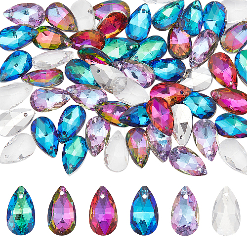 AHADERMAKER 60Pcs 6 Colors Glass Rhinestone Pendants EGLA-GA0001-10-1