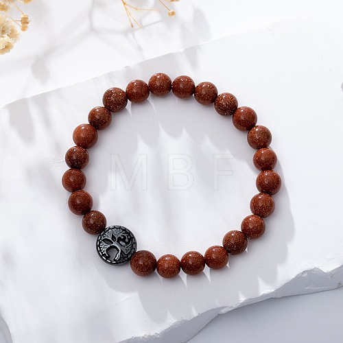 Synthetic Goldstone Stretch Bracelet with Tree of Life HV5318-7-1