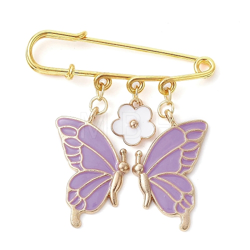 Butterfly & Flower Charm Alloy Enamel Brooches for Women JEWB-BR00144-01-1