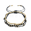 3Pcs 3 Styles Natural Golden Sheen Obsidian & Brass Round Beads Adjustable Bracelets & Brass Round Beads Stretch Braclets for Women TQ6408-2-4