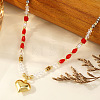 Brass Pendant Glass & Imitation Pearl & Synthetic Gemstone Beaded Necklaces for Women XO1597-2