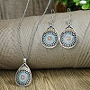Synthetic Turquoise Pendant Necklaces & Dangle Earrings Sets WGE96E9-03-1