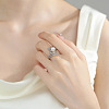 Brass Rhinestone with Imitation Pearl Cuff Open Rings for Women WG1F13A-01-2