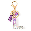 Alloy Resin Heart Keychains KEYC-TADJ0002-01G-L-1