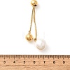 304 Stainless Steel Round Shell Pearl Pendant Lariat Necklaces for Women NJEW-U031-04G-5