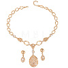 Alloy Rhinestone Teardrop Stud Earrings & Pendant Necklaces Sets WG8A7F2-01-5