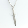 Punk Style 316L Surgical Stainless Steel Dagger Shaped Pendant Box Chain Necklaces for Men WG90F01-01-1