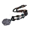 Natural Indian Agate Flower Pendant Necklaces NJEW-N064-08H-2