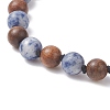 Natural Blue Spot Jasper & Wood Buddhist Necklace NJEW-JN04306-6