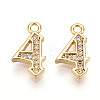 Brass Micro Pave Cubic Zirconia Charms KK-N261-104E-G-1